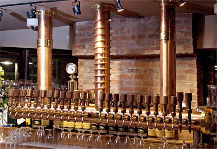 Draft beer tower Berlin hanging, with 24 faucets.