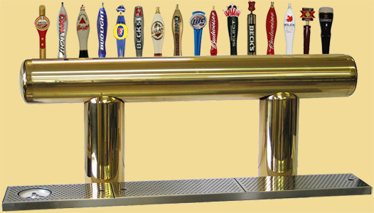 Draft beer tower Pulsar, tarnish free gold, with 16 faucets.